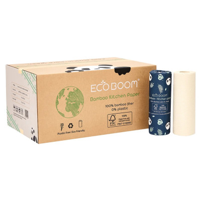 Ecoboom Disposable Bamboo Kitchen Towels 2-Ply 90 Sheets | Wereco